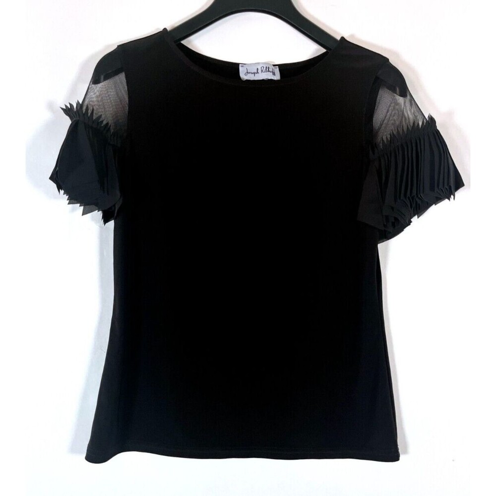 Joseph Ribkoff Black Blouse with Sheer Sleeves